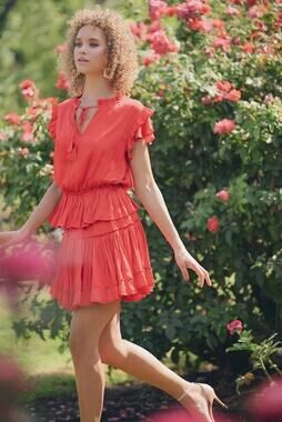 RESET by Jane Ruffle Smocked Tiered Mini Dress Size Small
